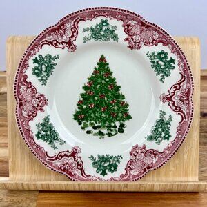 NEW Johnson Brothers Old Britain Castles Pink‎ Christmas Tree  Salad Plate